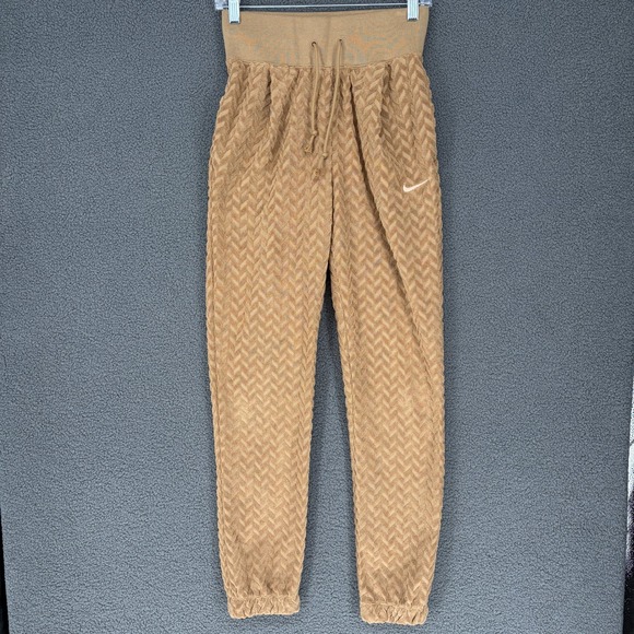 Nike Pants - Nike Sportswear Womens Chevron Textured Terry Joggers Tan XS DQ6328-258